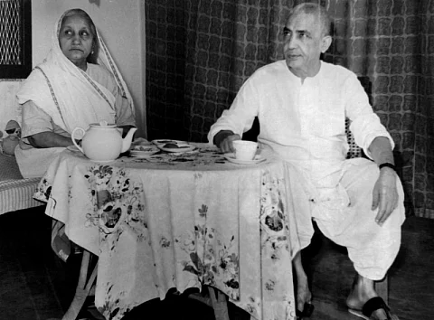 Former PM Chaudhary Charan Singh with his Wife Gayatri Devi (1970)